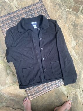 Basic Editions Black Button Front Pocket Cardigan